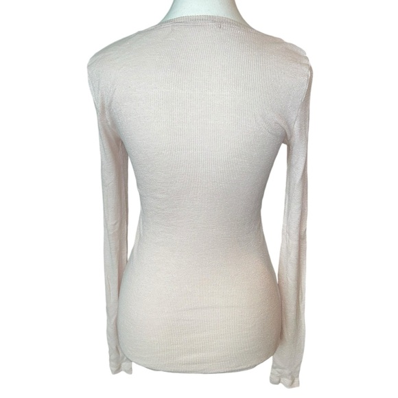 Michael Stars Pink Ribbed Shimmer Long Sleeve Top S - Picture 4 of 10